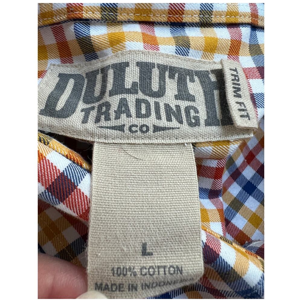 Duluth Trading Co Checkered Trim Fit Long Sleeve Oxford Work Shirt Mens Large - Picture 11 of 13